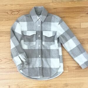 Abercrombie Tan Plaid Shacket XS Oversized Fit Coastal Cowgirl Jacket